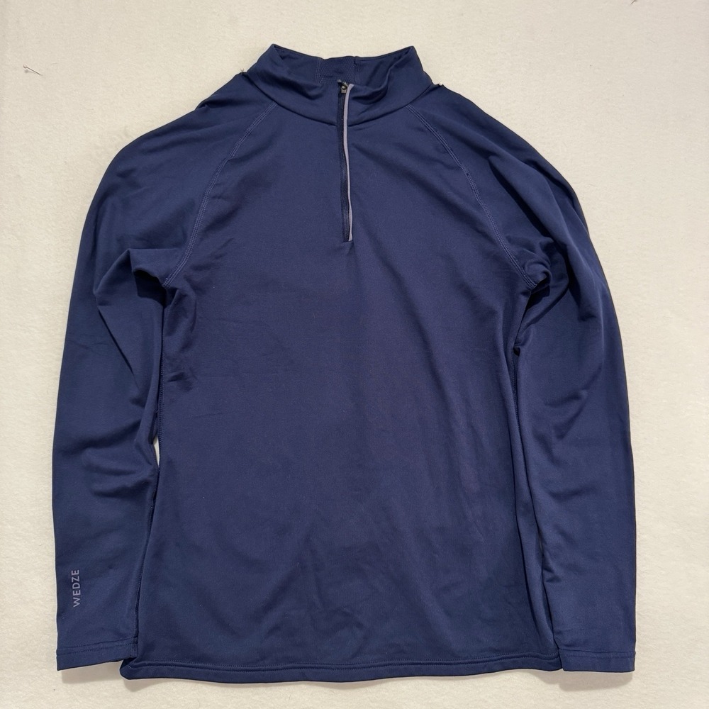 DECATHLON 1/2 Zip Navy Blue Womens Top‎ Ski Snowboard Base Layer Stretch LARGE